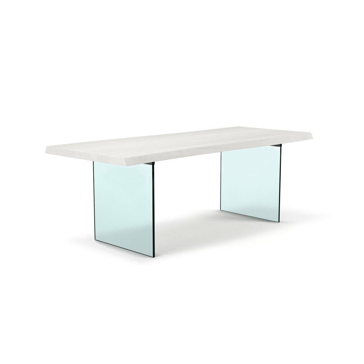Brooks - Dining Table - Glass Base - 40" x 116" - White Wash Top - Clear Glass Base