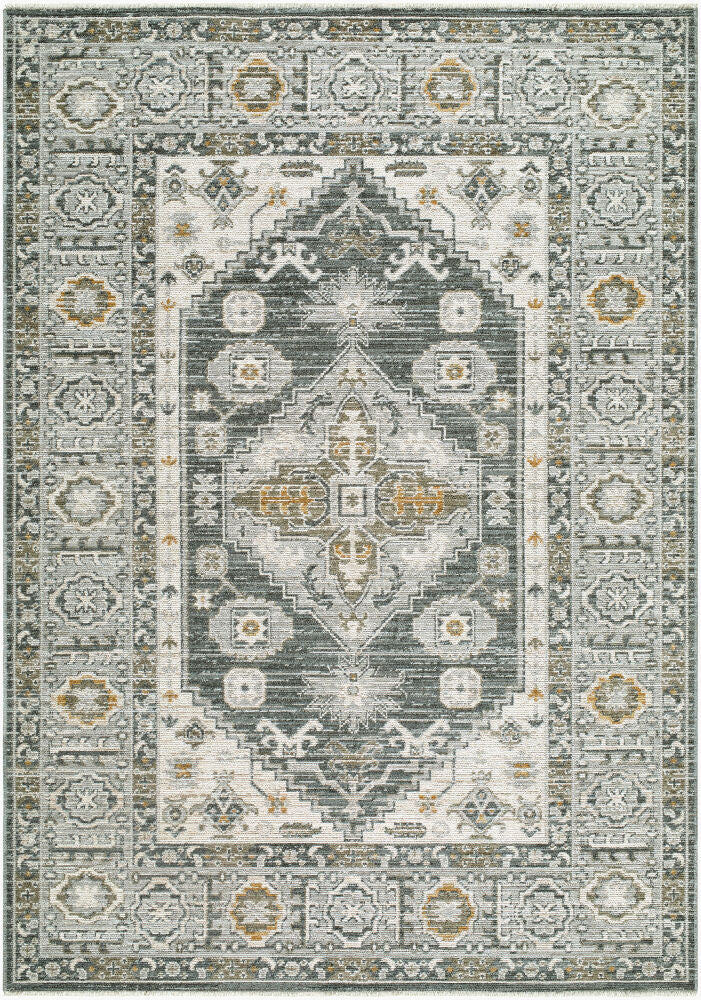 Jane Charcoal/Olive Machine Woven Rug - 5'3" x 7'