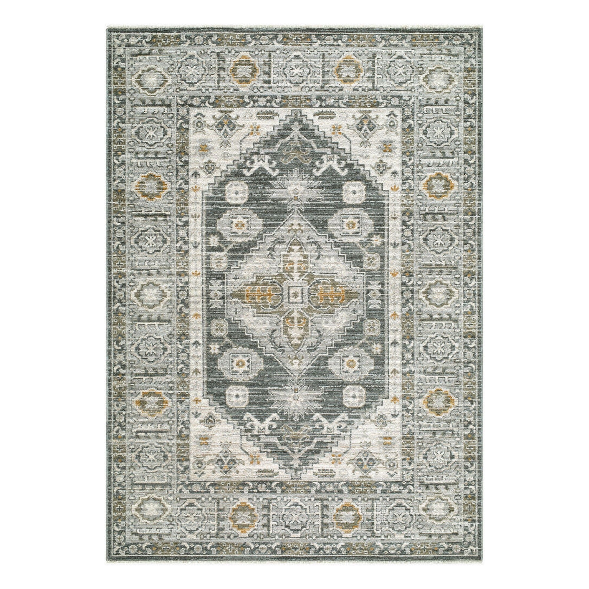 Jane Charcoal/Olive Machine Woven Rug - 5'3" x 7'