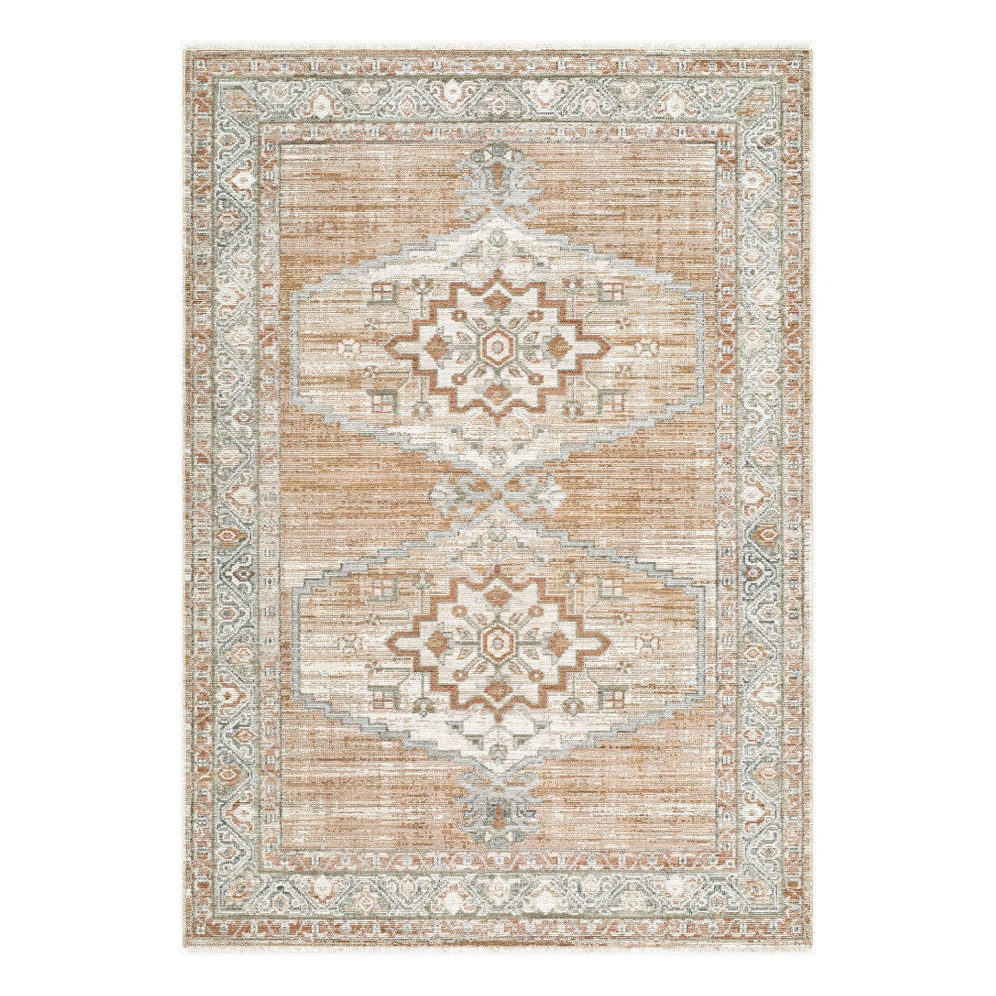 Jane Beige/Rust Machine Woven Rug JAA-2307 - 5'3" x 7'