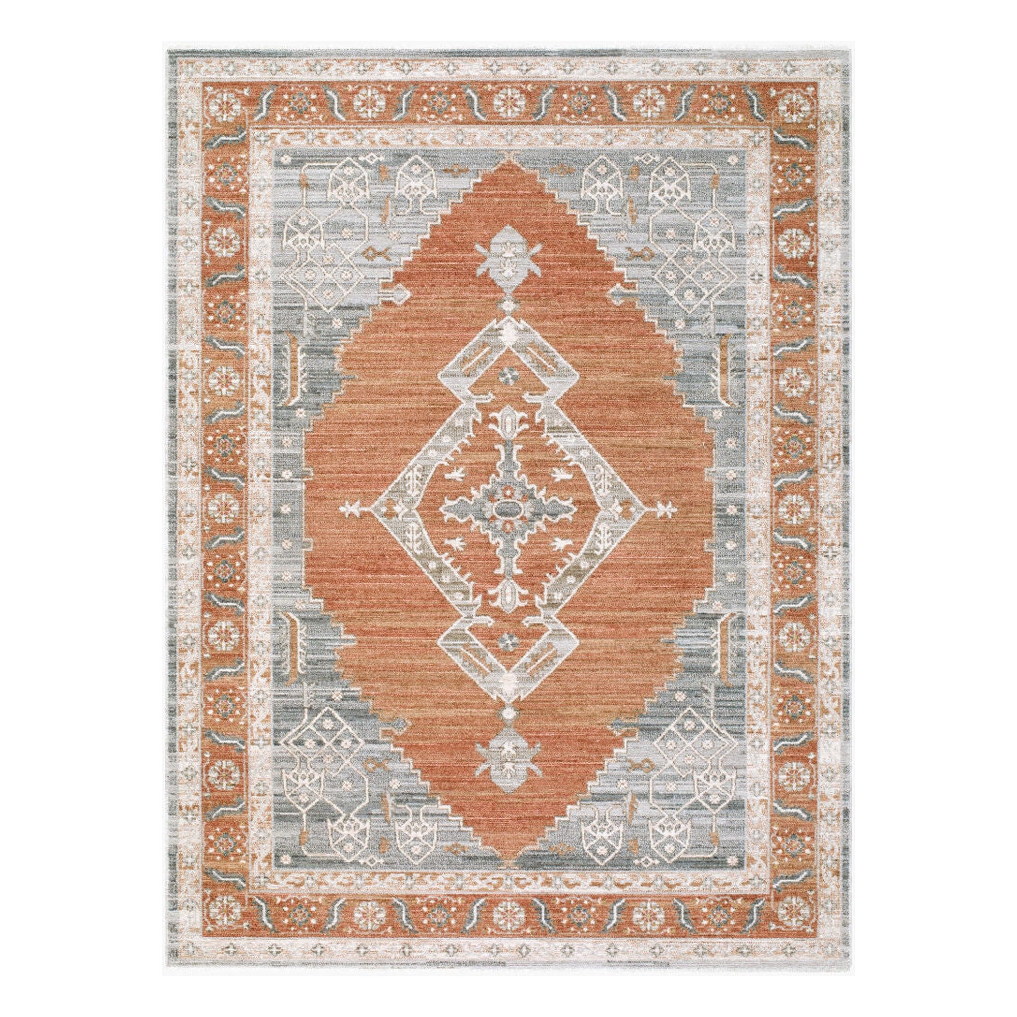 Jane Beige/Rust Machine Woven Rug JAA-2308 - 5'3" x 7'