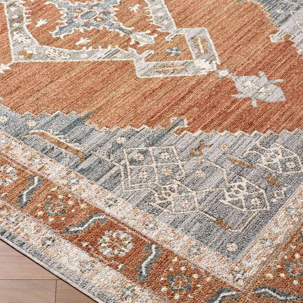 Jane Beige/Rust Machine Woven Rug JAA-2308 - corner
