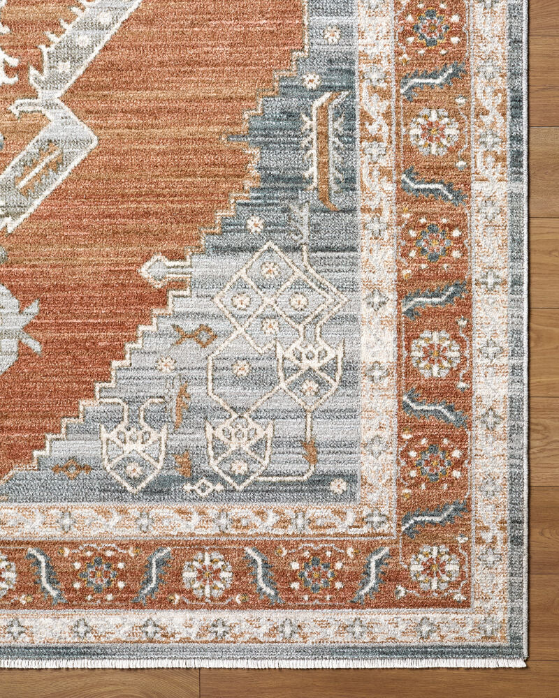 Jane Beige/Rust Machine Woven Rug JAA-2308 - overhead