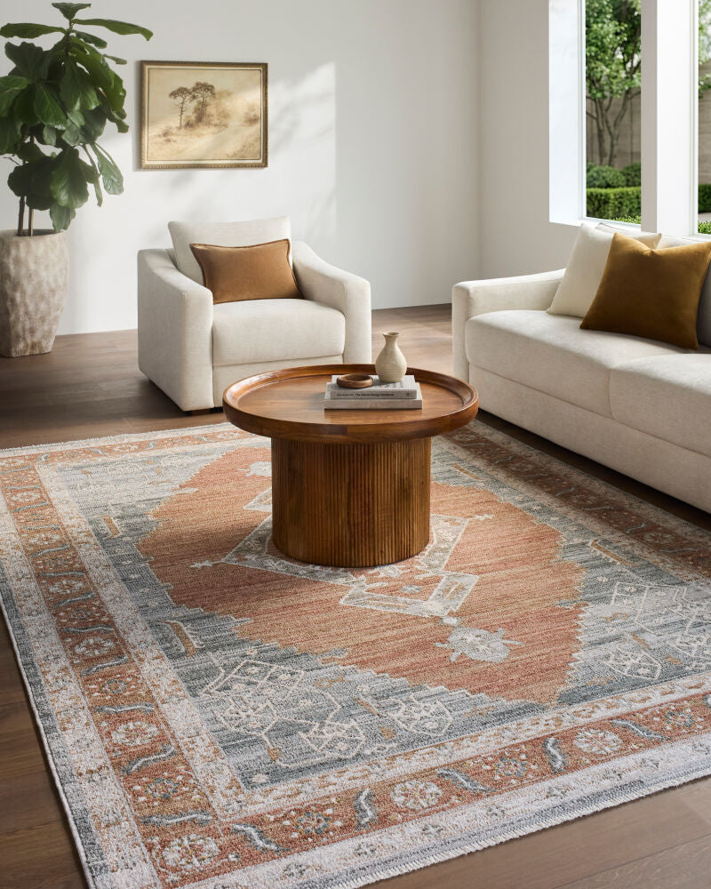 Jane Beige/Rust Machine Woven Rug JAA-2308 - roomscene