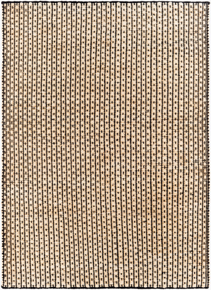 Jasmine Black/Light Beige Handmade Rug - 2' x 3'
