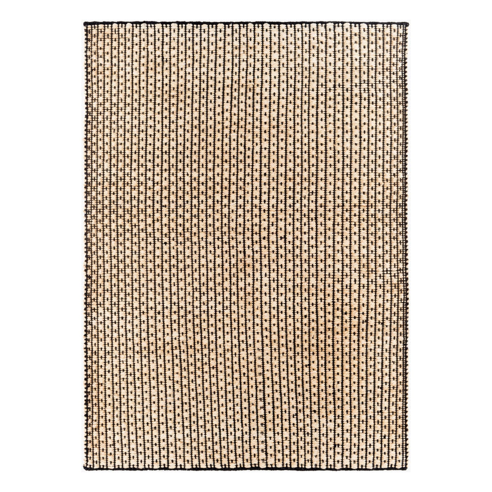 Jasmine Black/Light Beige Handmade Rug - 2' x 3'