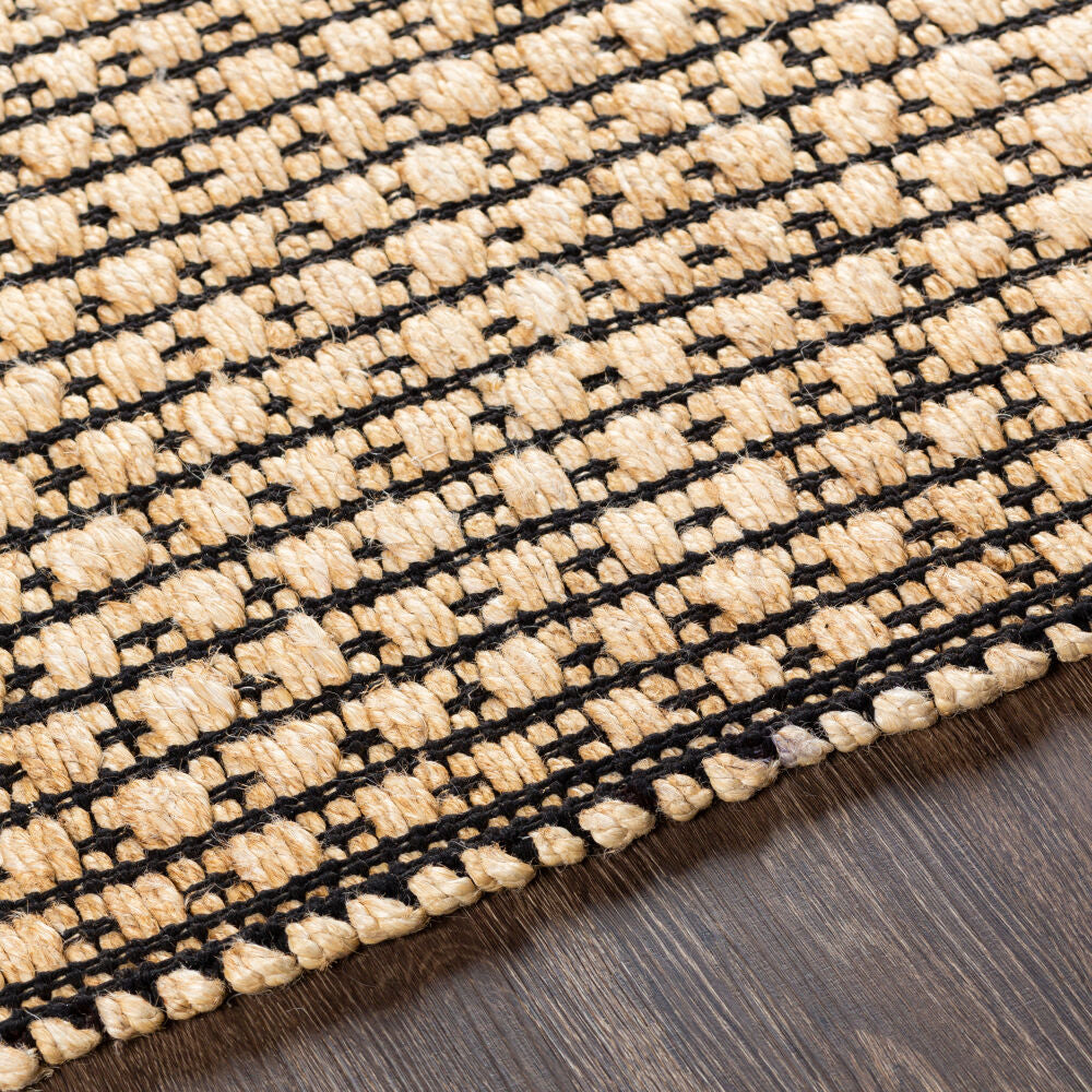 Jasmine Black/Light Beige Handmade Rug - texture