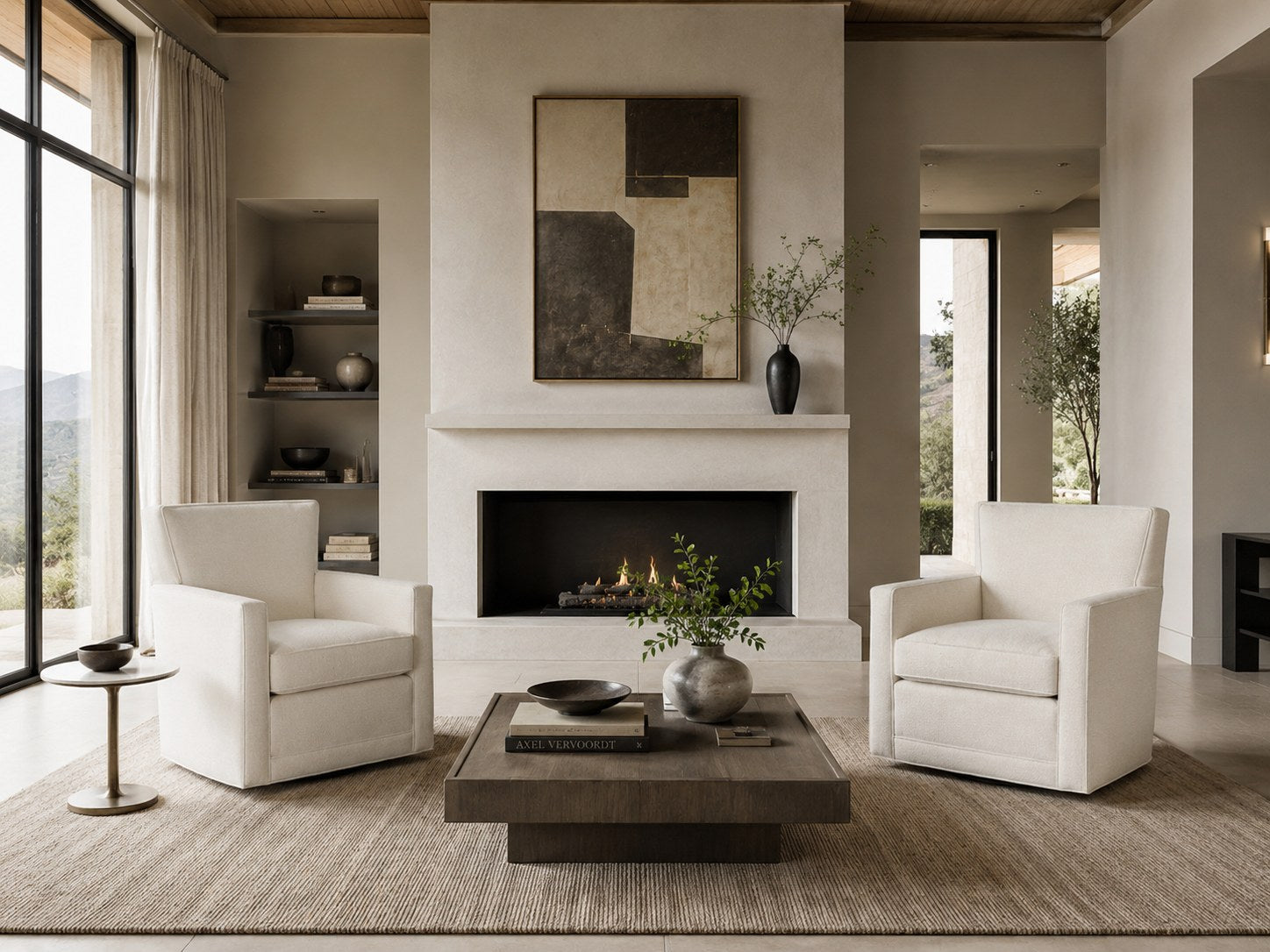 Jaxson Swivel Chair in Cumberland Cream lifestyle image - Cream Contemporary Transitional