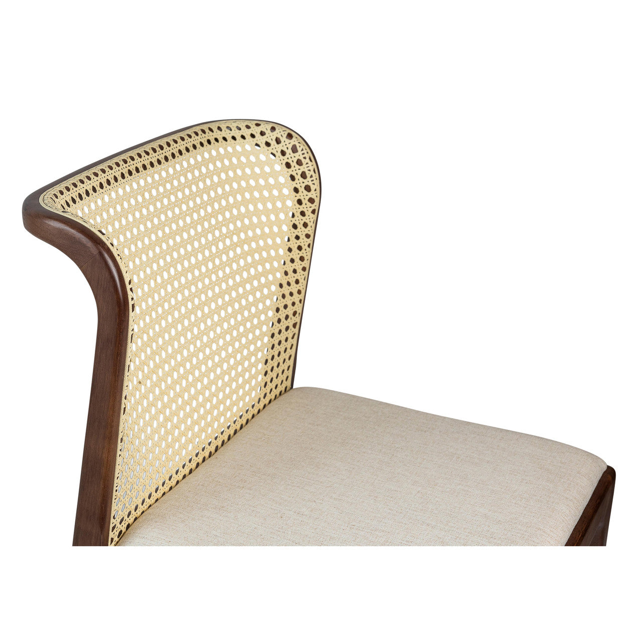 Modern Brazilian - Eloa - Cane Side Chair - Medley Ivory Seat - Nogal Frame - Natural Cane Webbing