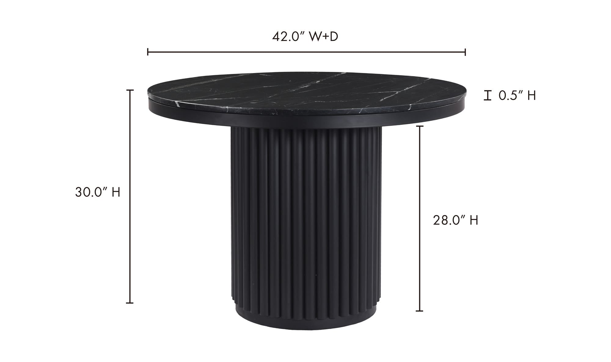 Tower Dining Table Black Marble by Moe's Home Collection - view 12