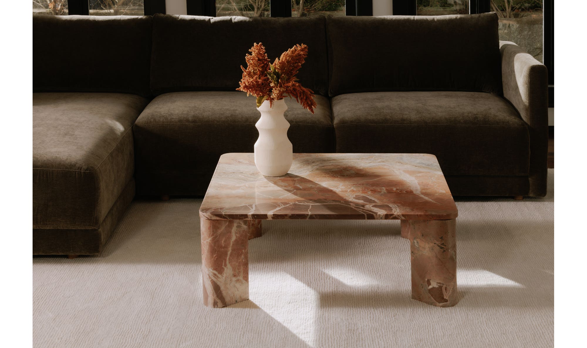 Segment Coffee Table Orange Levante Marble by Moe's Home Collection - view 6