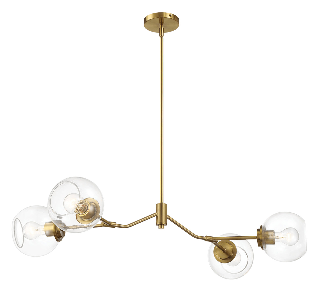 Jewel Four Lights Modern Farmhouse Chandelier Ceiling Hanging Light Fixture For Kitchen Island Dining Room 36"L × 20"W × 7.25"H with Clear Glass