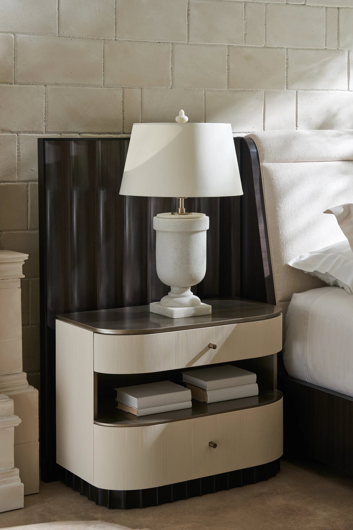 Deep Sleep Brushed Whisper of Gold Paint Nightstand 34" by Caracole - view 5