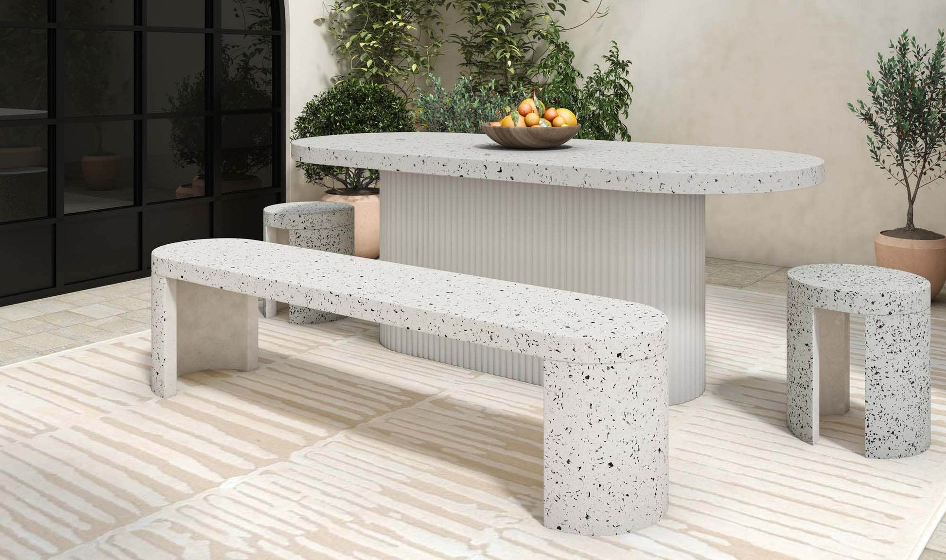 Lyon Outdoor Stool White Terrazzo by Moe's Home Collection - view 15