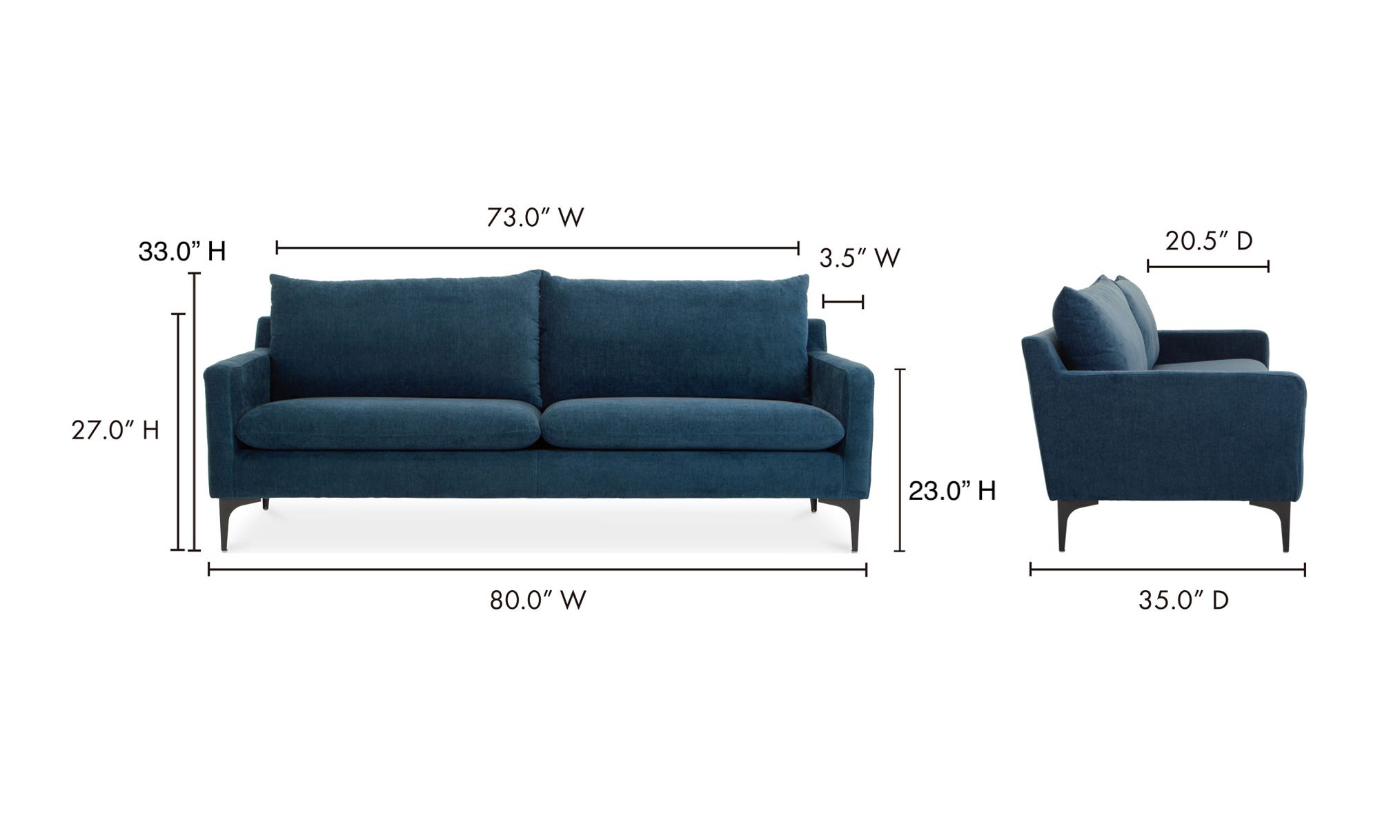 Paris Sofa Blue by Moe's Home Collection - view 19