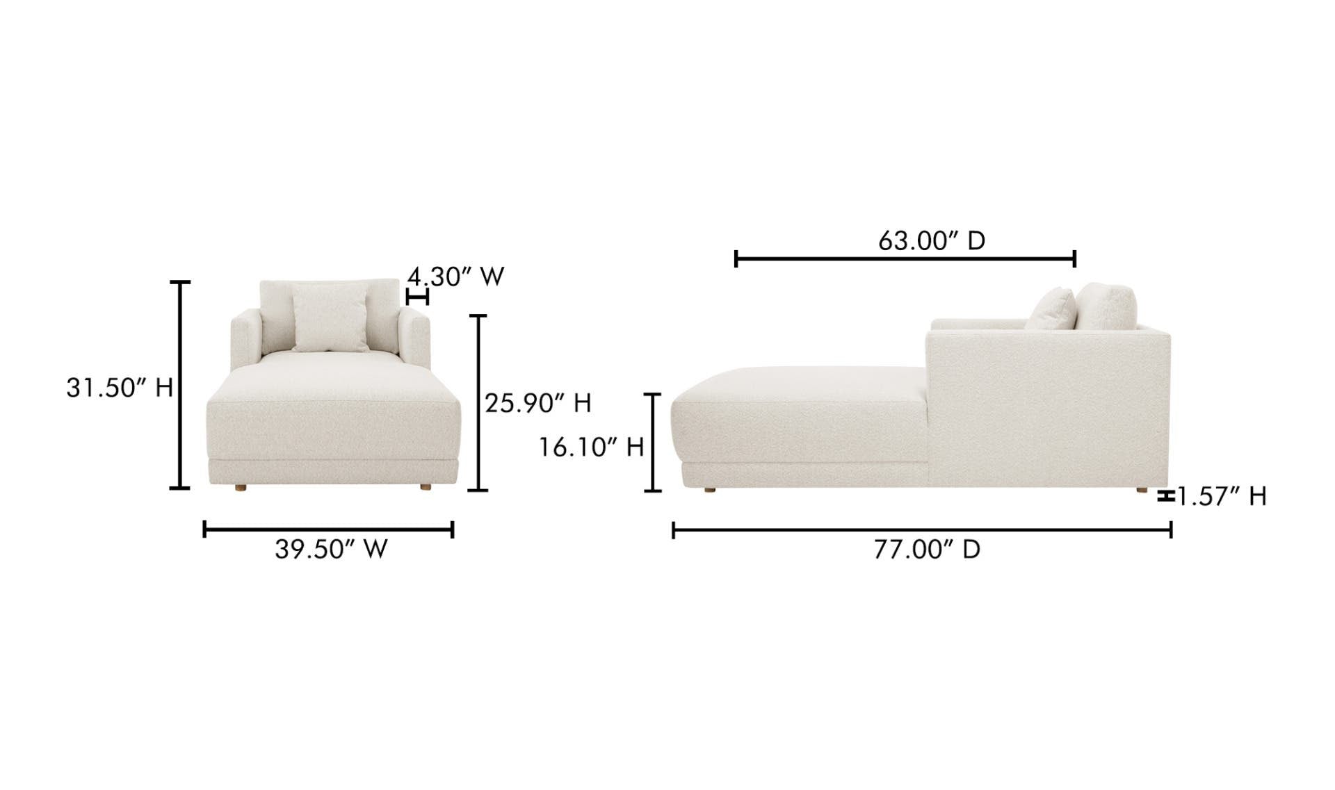 Bryn Chaise Oyster by Moe's Home Collection - view 10
