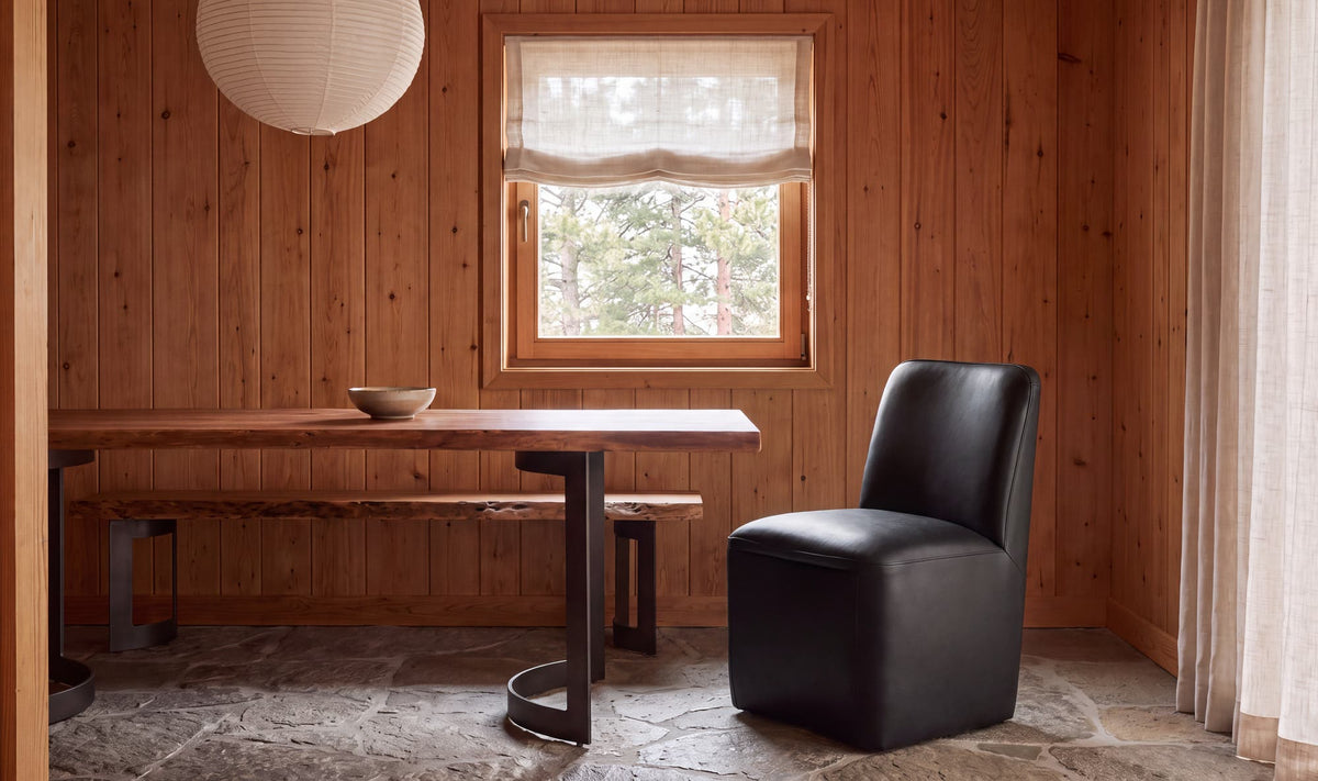 Bent Rolling Dining Chair Black Leather - Set of Two by Moe's Home Collection - view 3