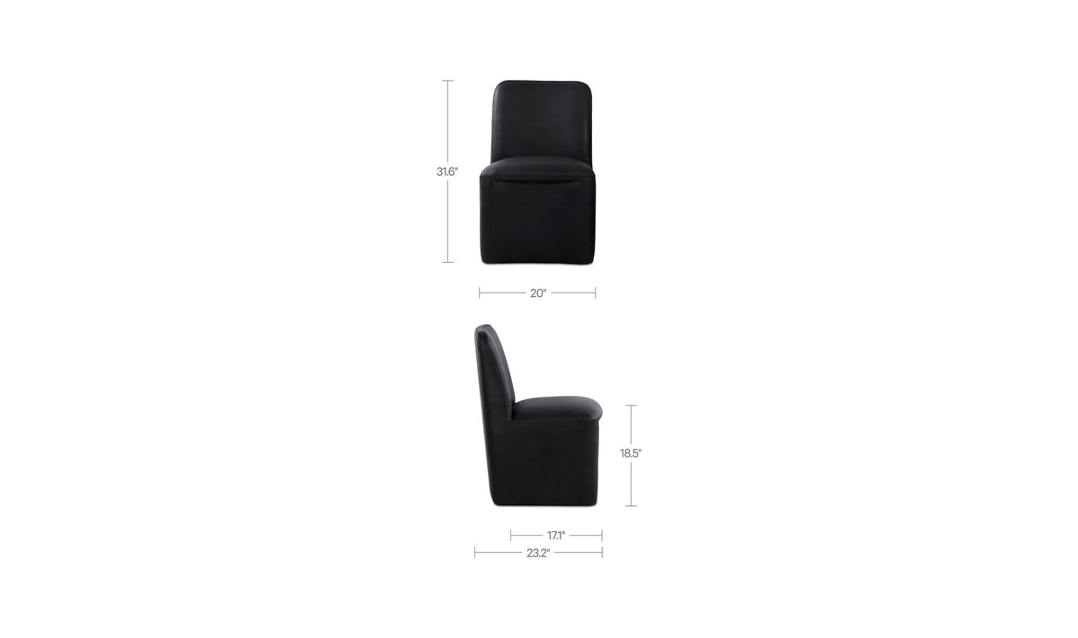 Bent Rolling Dining Chair Black Leather - Set of Two by Moe's Home Collection - view 12