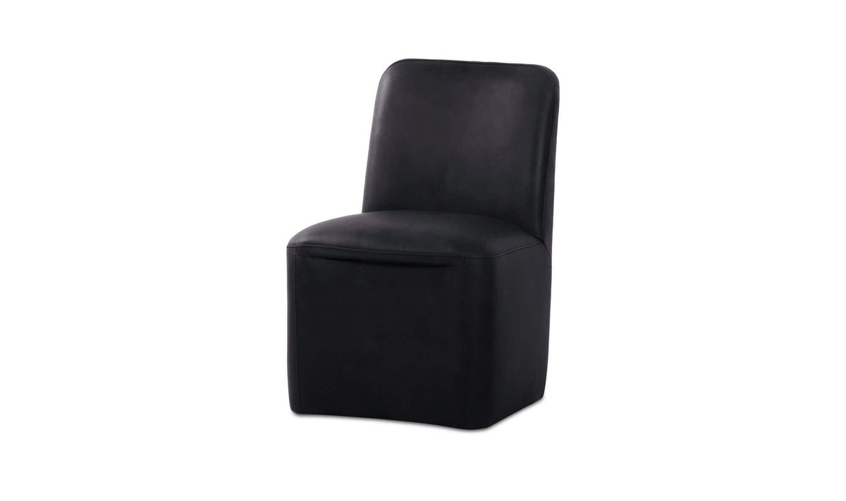 Bent Rolling Dining Chair Black Leather - Set of Two by Moe's Home Collection - view 7