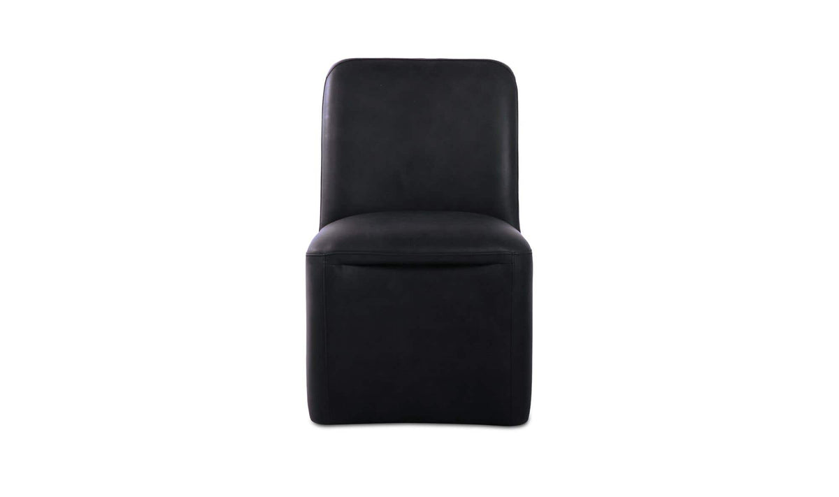 Bent Rolling Dining Chair Black Leather - Set of Two by Moe's Home Collection - view 6
