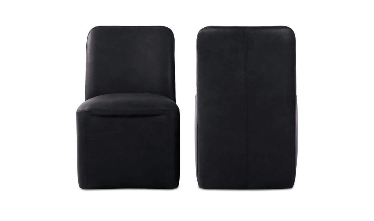 Bent Rolling Dining Chair Black Leather - Set of Two by Moe's Home Collection - view 5