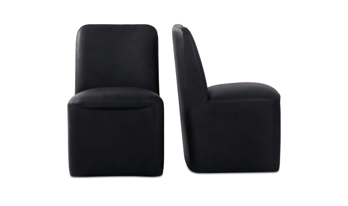 Bent Rolling Dining Chair Black Leather - Set of Two by Moe's Home Collection - view 4
