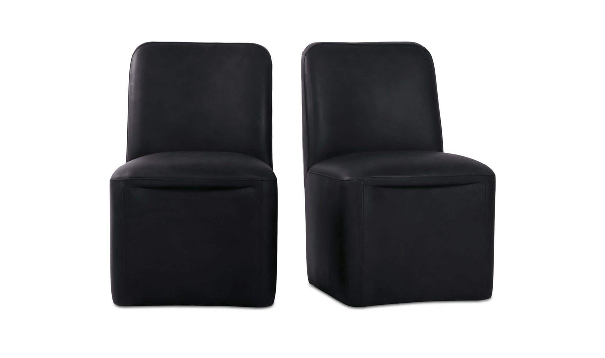 Bent Rolling Dining Chair Black Leather - Set of Two by Moe's Home Collection - view 2