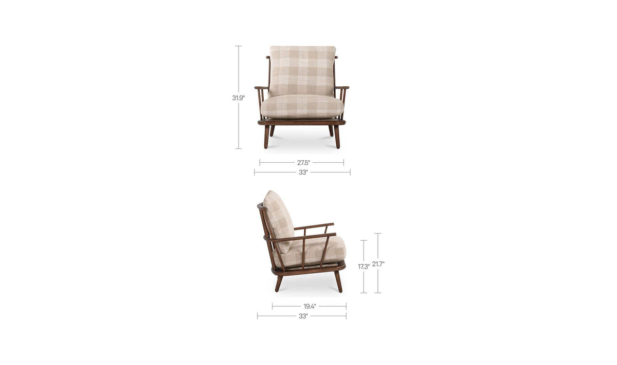 Griffin Accent Chair Light Brown Check by Moe's Home Collection - view 11