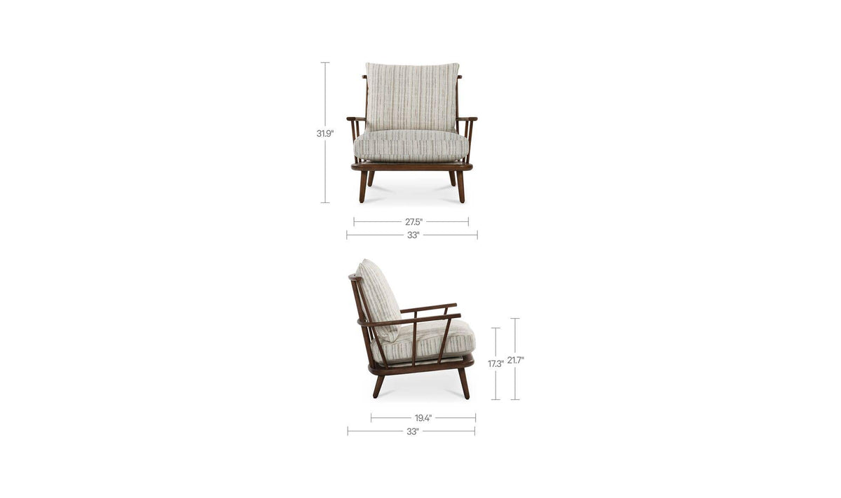 Griffin Accent Chair Beige Stripe by Moe's Home Collection - view 11