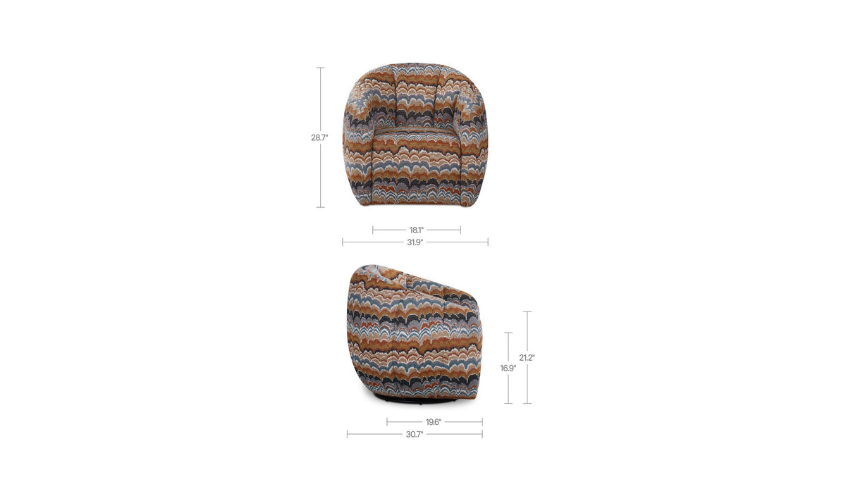 Mindy Swivel Chair Clay Blue Wave by Moe's Home Collection - view 13