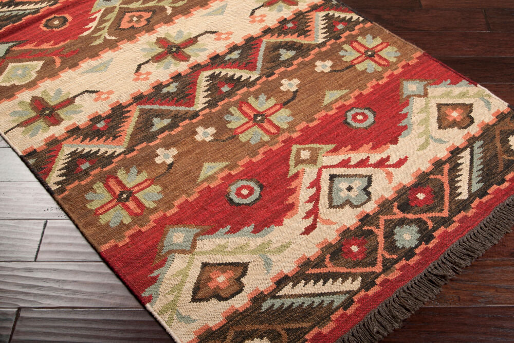 Jewel Tone Burgandy/Plum Handmade Rug - corner