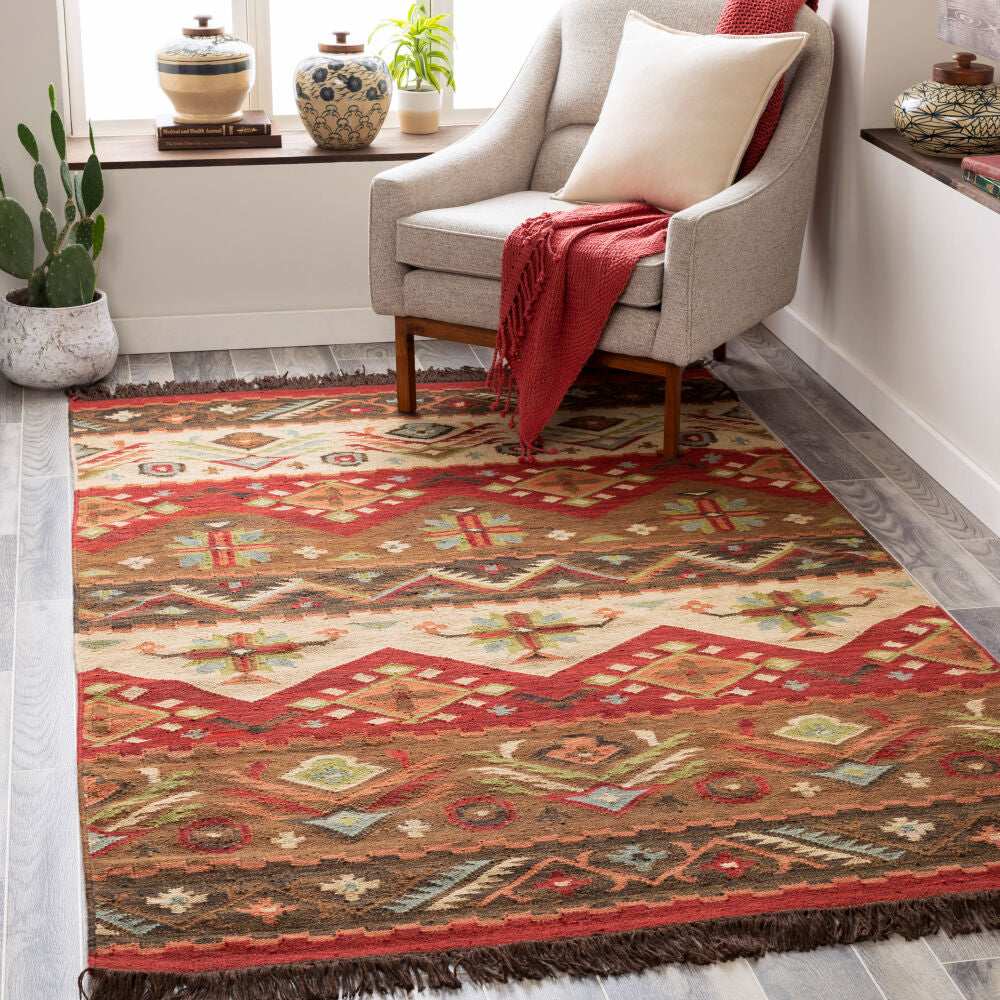 Jewel Tone Burgandy/Plum Handmade Rug - roomscene