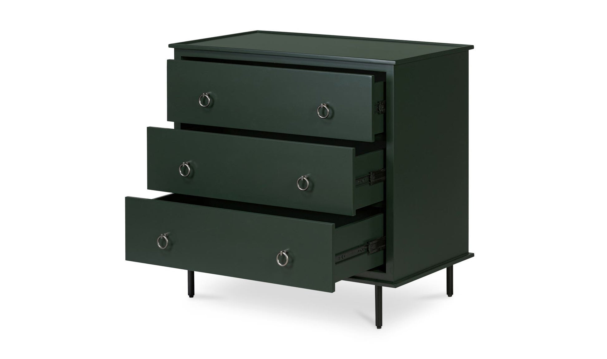 Reagan 3 Drawer Nightstand Deep Green by Moe's Home Collection - view 7