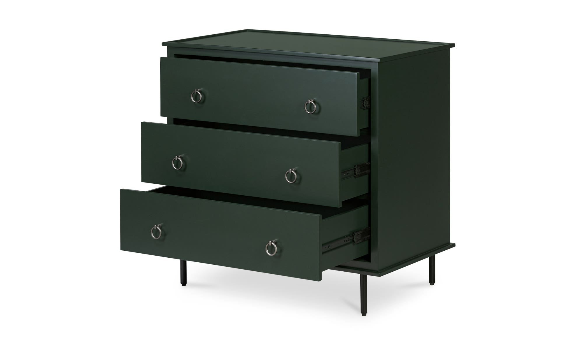 Reagan 3 Drawer Nightstand Deep Green by Moe's Home Collection - view 7