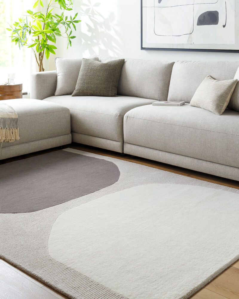 Rossi Charcoal/White Handmade Rug - roomscene