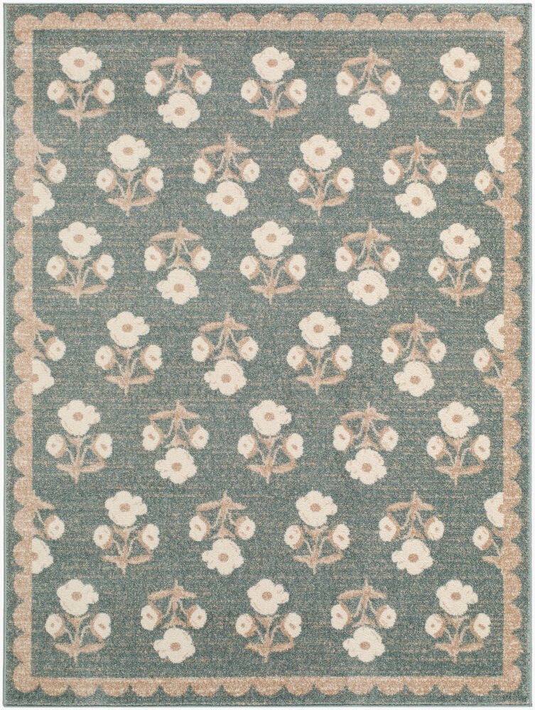 Louise Ivory/Sage Machine Woven Rug - 2' x 2'11"