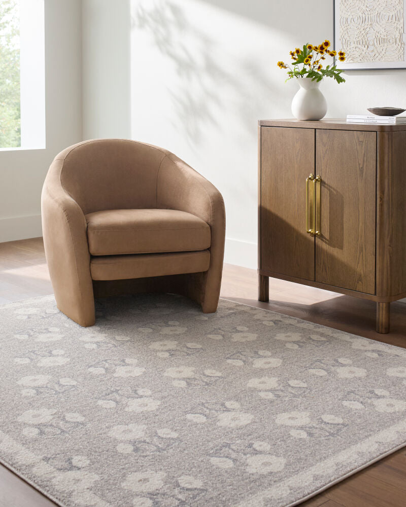 Louise Ivory/Taupe Machine Woven Rug - roomscene