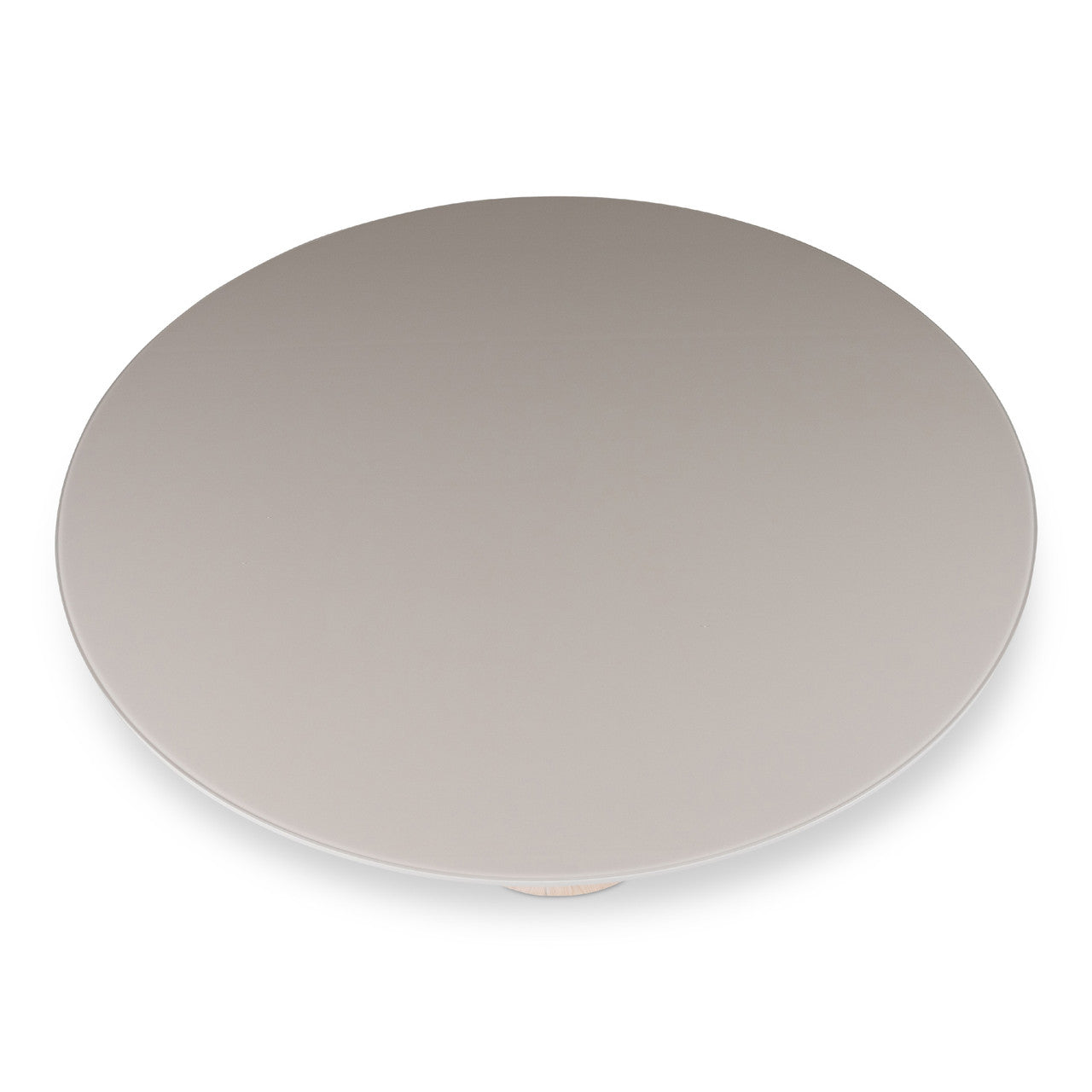Modern Brazilian - Mona - Glass Top Round Dining Table - Off White Top - Nevoa Base