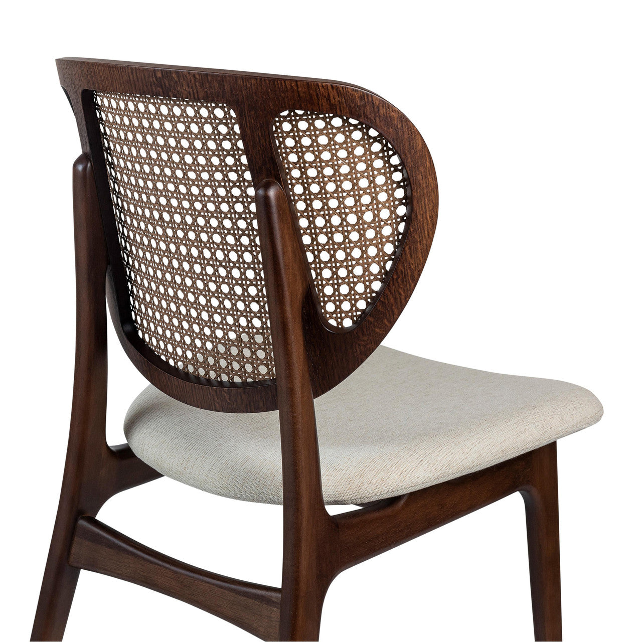 Modern Brazilian - Joelma - Cane Side Chair - Medley Ivory Seat - Nogal Frame - Nogal Cane Webbing