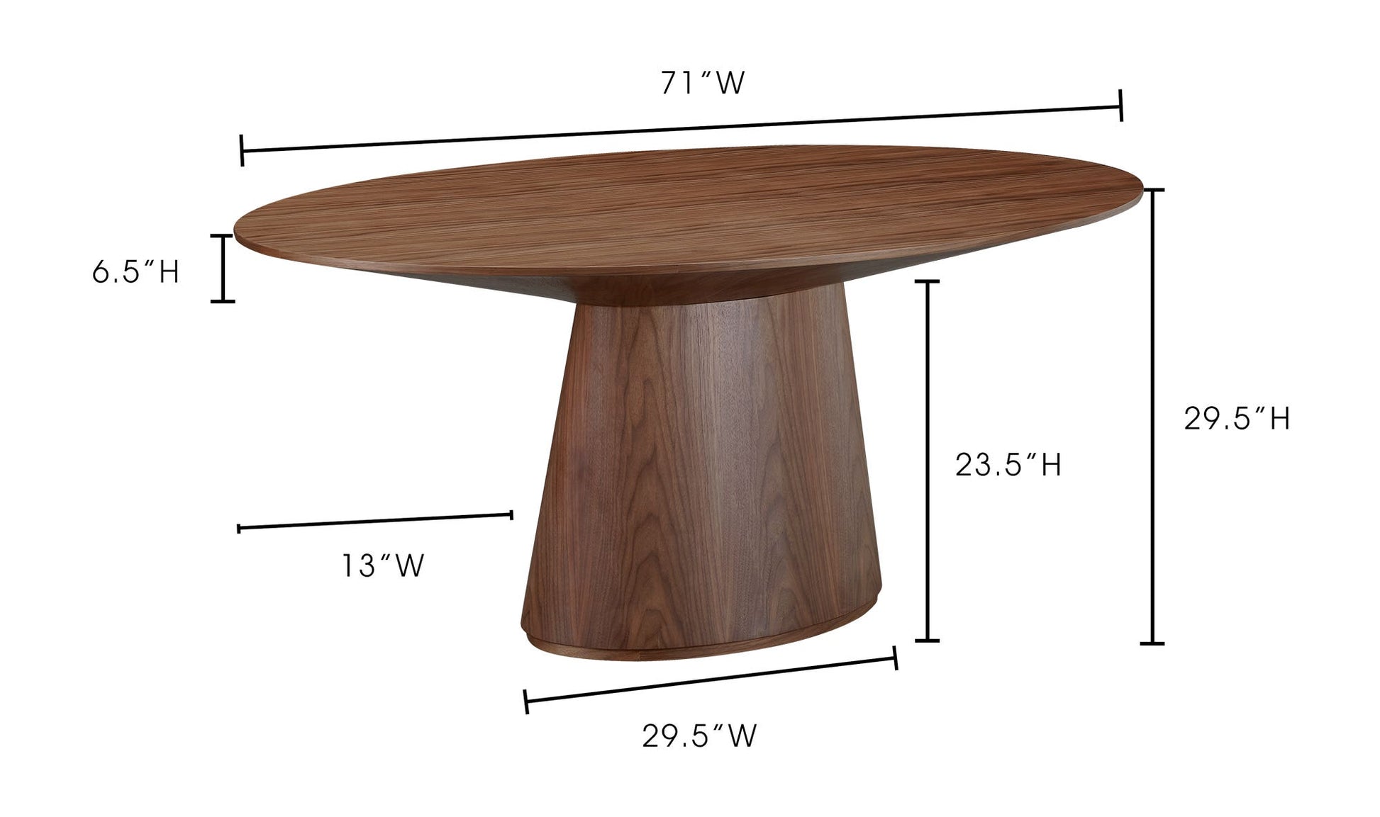 Otago Oval Dining Table Walnut Brown by Moe's Home Collection - view 9