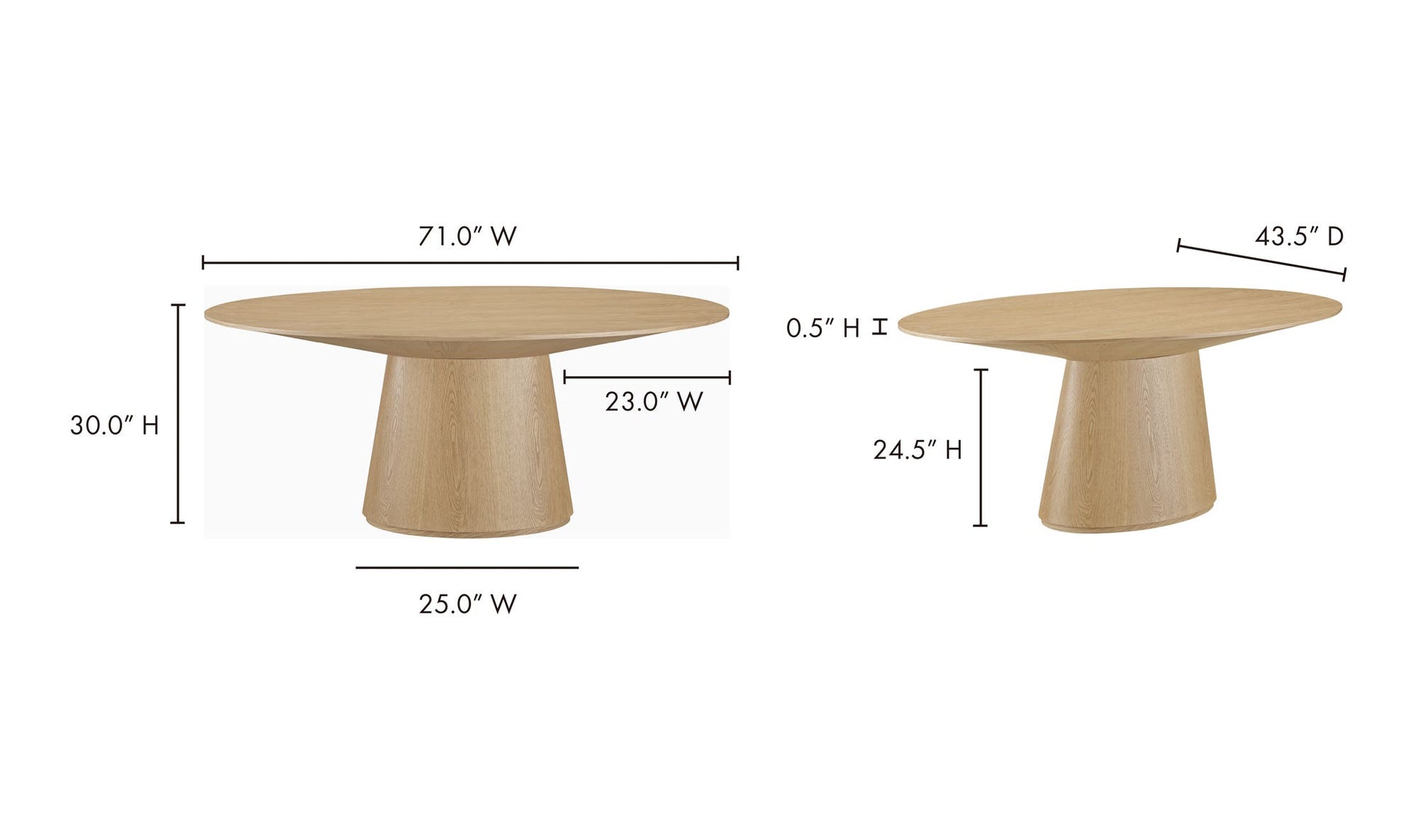 Otago Oval Dining Table Natural Oak by Moe's Home Collection - view 13