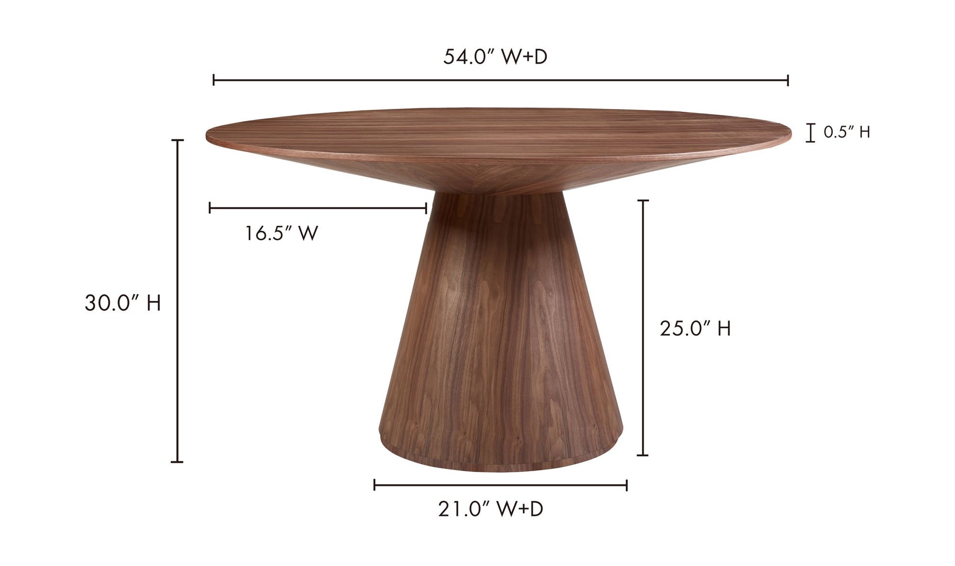 Otago Round 54In Dining Table Walnut Brown by Moe's Home Collection - view 13