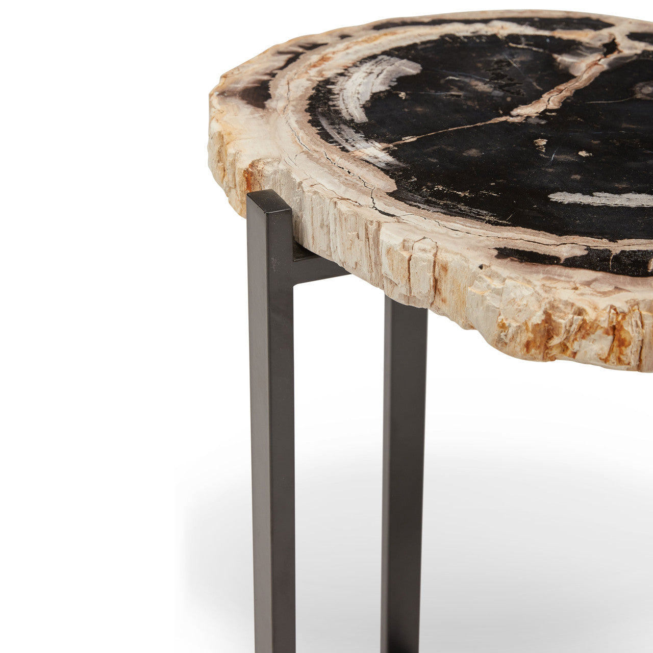 Relique - Milo End Table - Black Frame - Natural Dark Top
