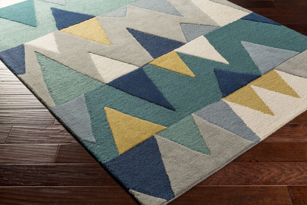 Kennedy Blue/Teal Handmade Rug - corner