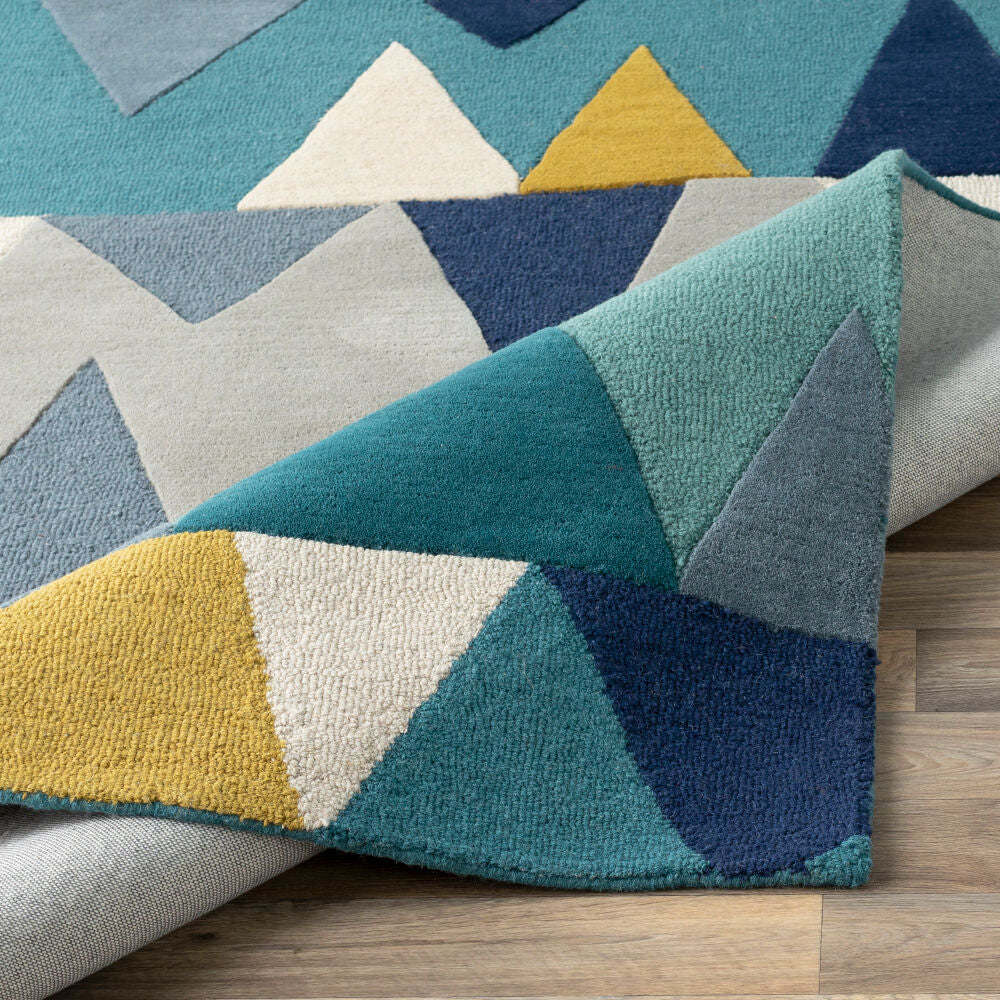 Kennedy Blue/Teal Handmade Rug - fold