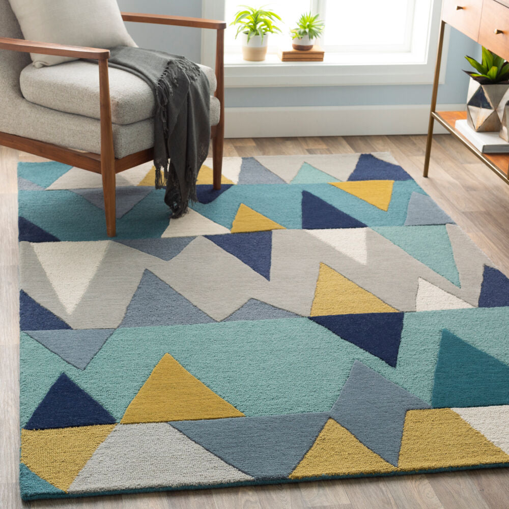 Kennedy Blue/Teal Handmade Rug - roomscene