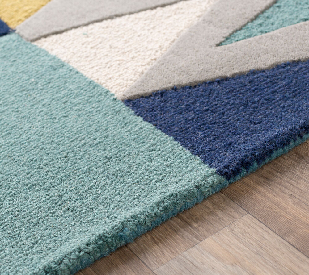 Kennedy Blue/Teal Handmade Rug - texture
