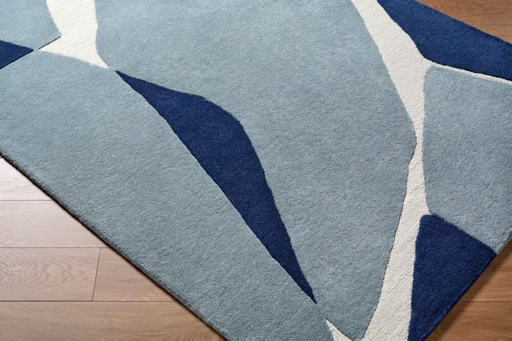 Kennedy Blue/Navy Handmade Rug - corner