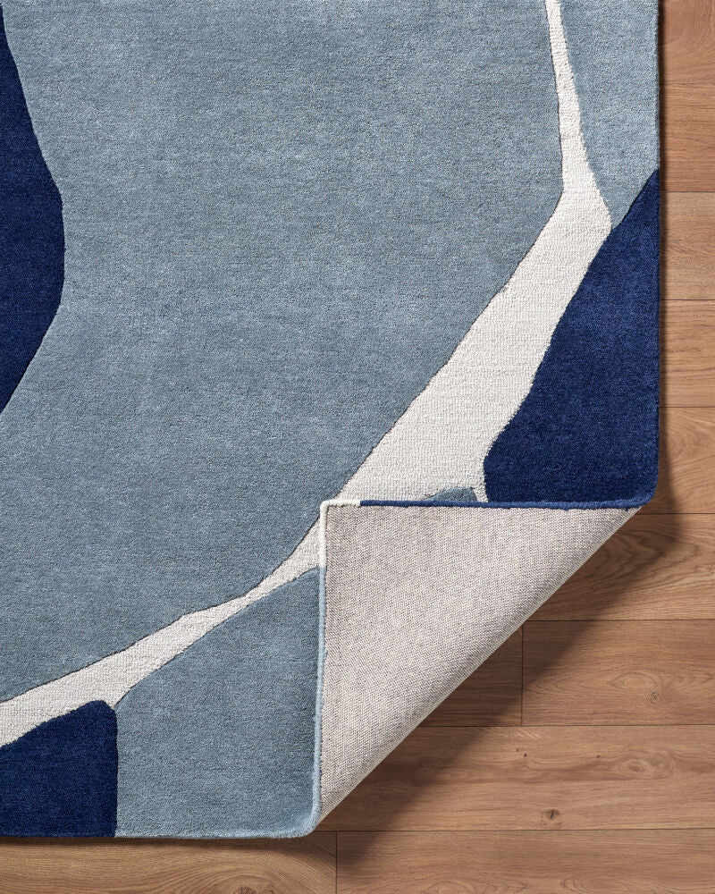 Kennedy Blue/Navy Handmade Rug - fold