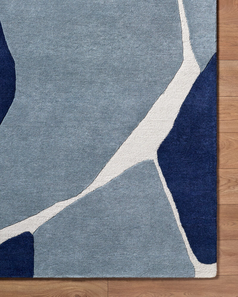 Kennedy Blue/Navy Handmade Rug - overhead